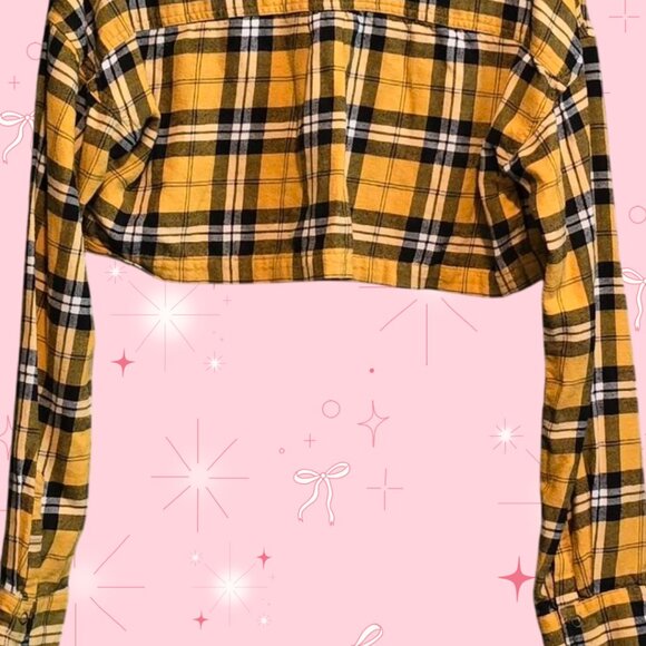 Forever 21 Yellow Plaid crop shirt - Picture 2 of 5